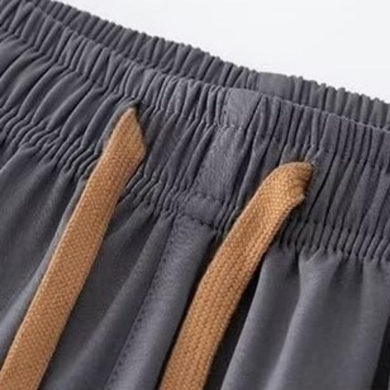 Summer Ice Silk Men's Pants Drooping Wide-leg Loose Sports Trend Straight Casual Pants