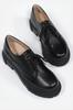 Women's Fashion Genuine Leather Thick Heeled Oxford Black Lace-up Oxford Shoes