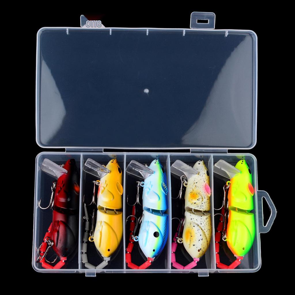 Lure: Five-Piece Boxed Bionic Mouse Jointed Pencil Minnow, 8cm/15.5g, Asp Mimic Fake Bait
