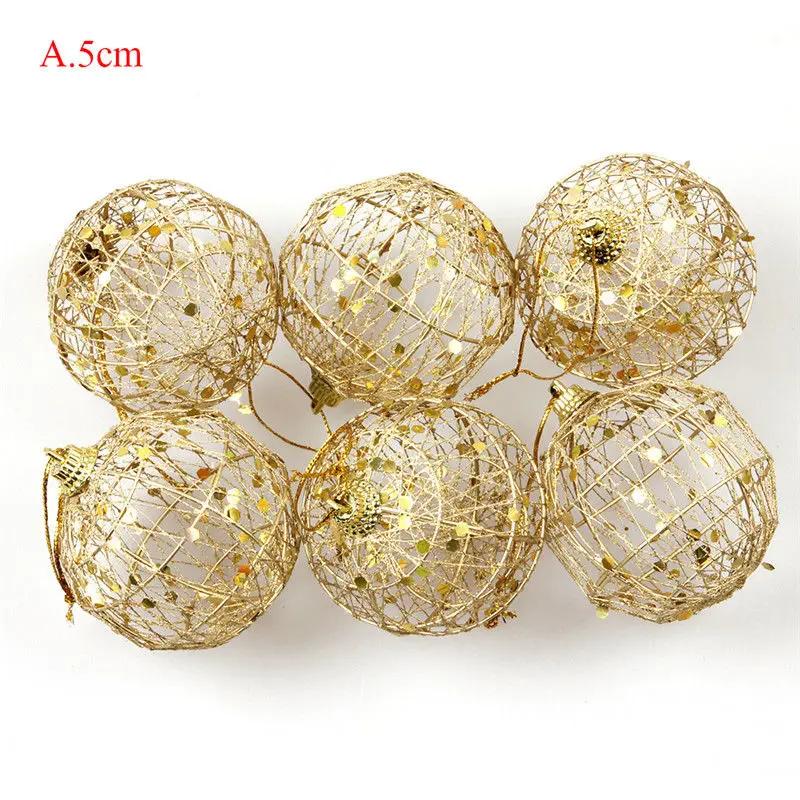 

6PCS Christmas Xmas Tree Gold Ball Baubles Hanging Party Ornament Decoration Navidad Golden Dusted Christmas Ball With Scales As Shown