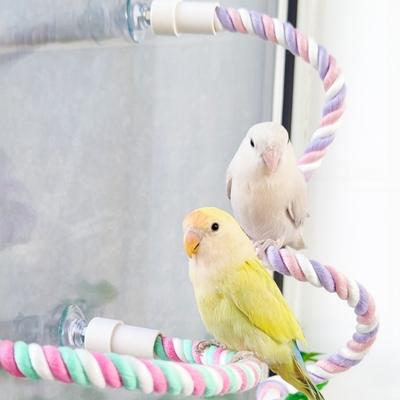 Cotton Rope DIY Bendable Perch for Birds Comfortable Grip Non-slip Suction Cup Bird Climbing Rope Stable Chew-Proof