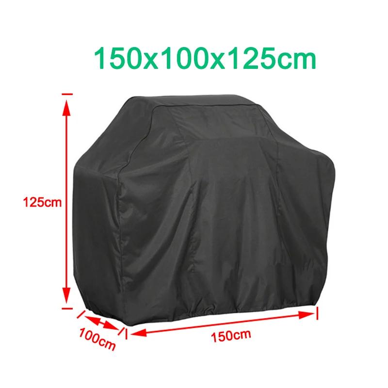BBQ Cover Outdoor Dust Waterproof Weber Heavy Duty Grill Cover Rain Protective Outdoor Barbecue Cover Round Bbq Grill Black