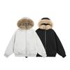 Maoqiaoyi Unisex Retro Mountain Eagle Hooded Jacket with Detachable Fur Collar, Winter Cotton Coat