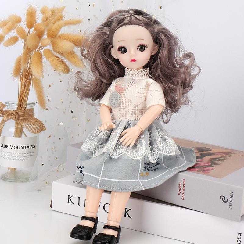 Mini muñeca articulada móvil de 30CM para niñas, juguete 3D con ojos grandes, trajes completos de princesa, colección de vestidos, regalo para niños