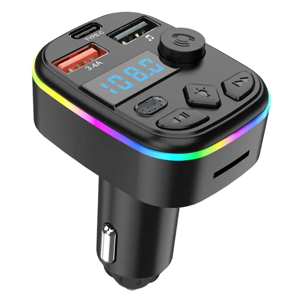C4 Car Bluetooth Colorful Light 2 Usb 3A Hands-Free Radio and TV Broadcasting Equipment Car Wireless MP3 Player FM Transmitter