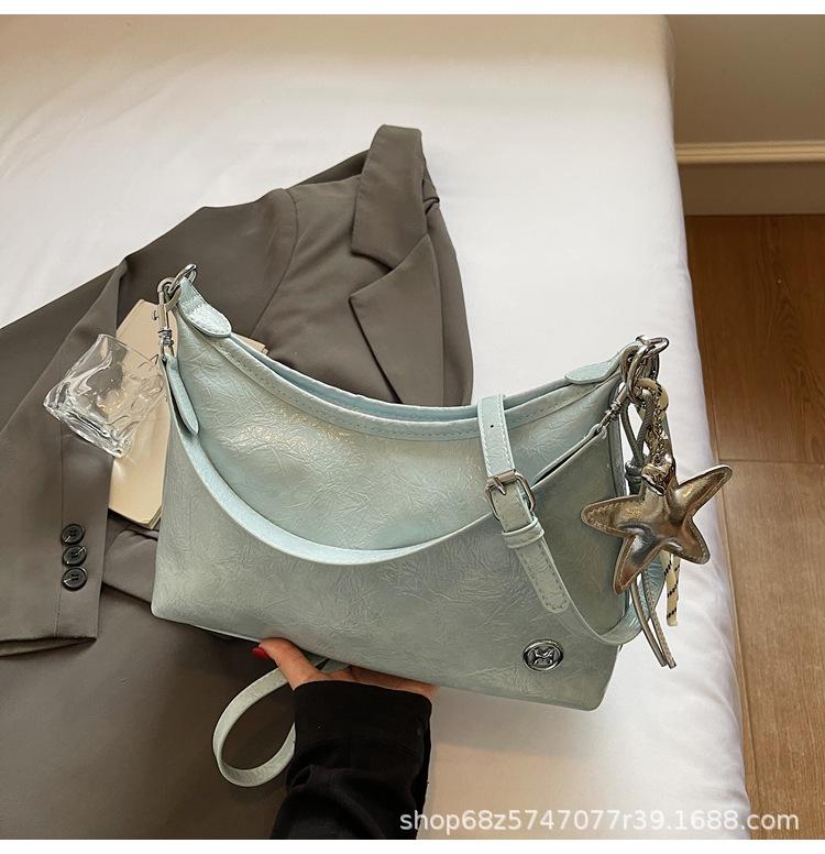 

Fashion texture underarm bag 2025 new versatile large-capacity tote bag women s Korean version simple shoulder messenger bag tide синий