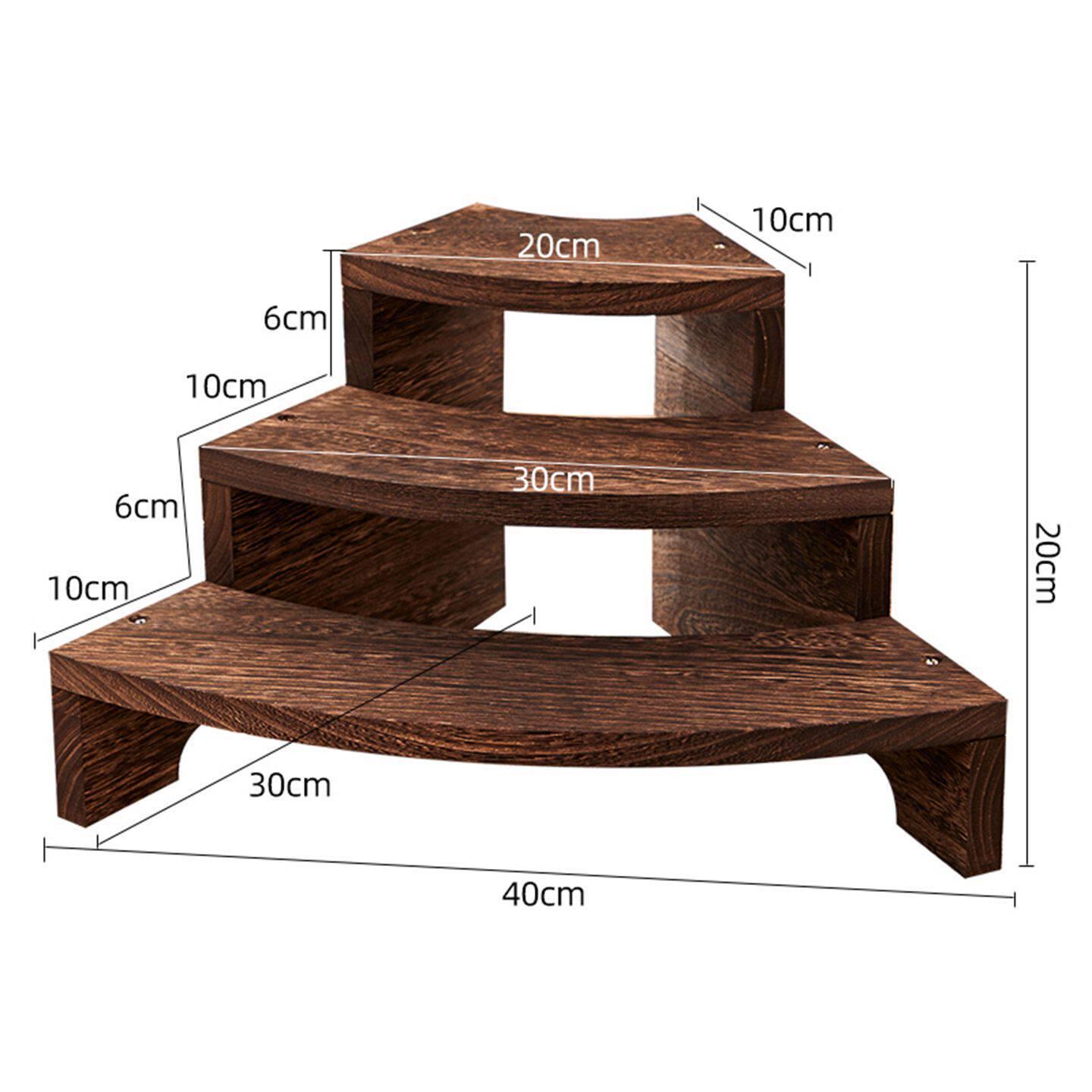 Curved Solid Wood Display Stand for Jewelry, Tea Cups, and Ornaments.