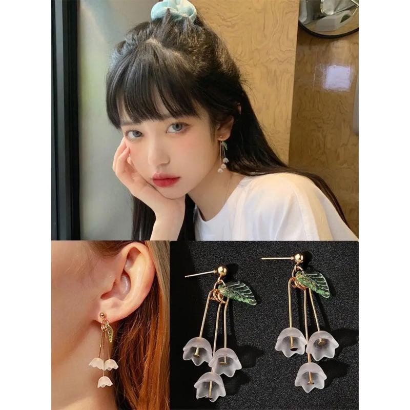 Korean Fashion Zircon White Flower Drop Earrings For Women Jewelry 2025 Trending New Sweet Women's Flowers Earrings Z40