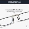 Unisex Folding Reading Glasses Transparent Lenses Full Metal Frame Anti Blue Light Comes with Case for Men and Women
