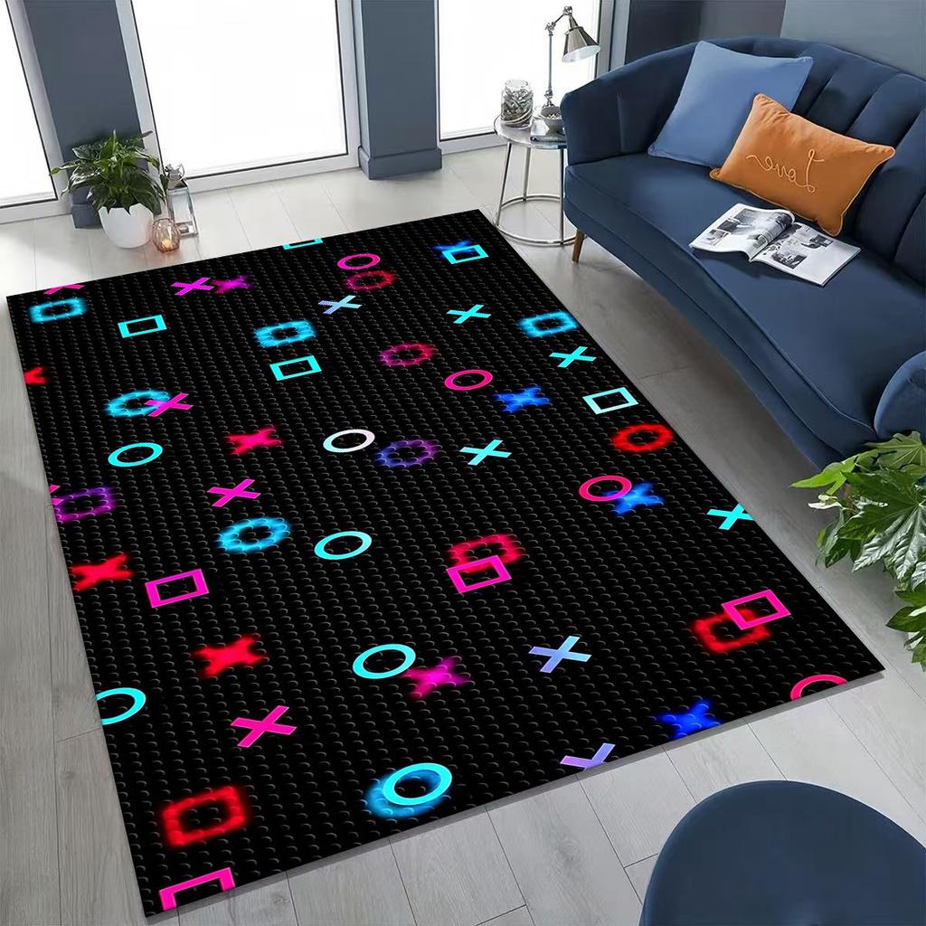 27 Stil Gamer Zone Game Controller Cartoon Spielzimmer Teppich für Schlafzimmer Wohnzimmer Sofa Zuhause Fußmatte Dekoration, Rutschfeste Bodenmatte