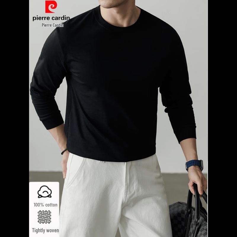 Pierre Cardin Men's 100% Cotton Crew Neck Long Sleeve T-Shirt