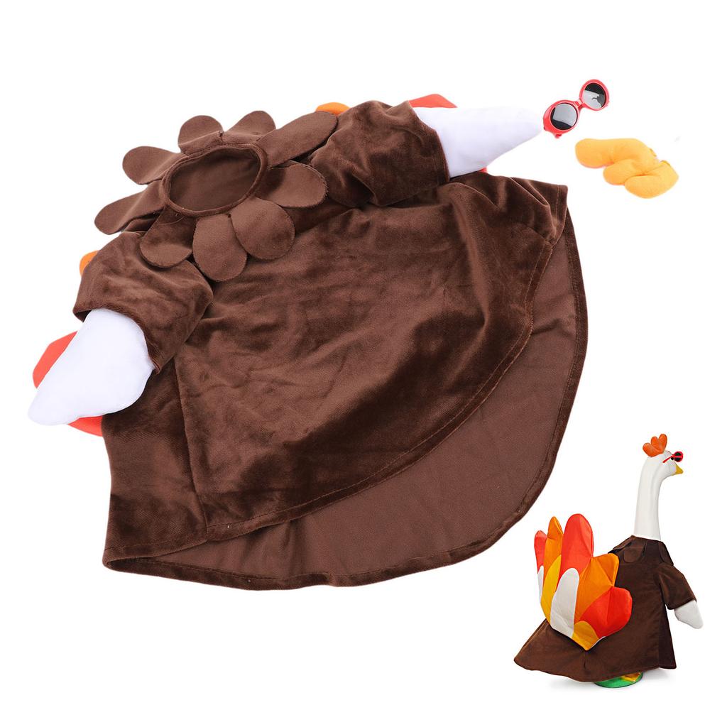 Thanksgiving Turkey Porch Goose Outfit Plush Cute Fall Turkey Porch Goose Costume for Garden Yard Lawn Statue Decor   Brown