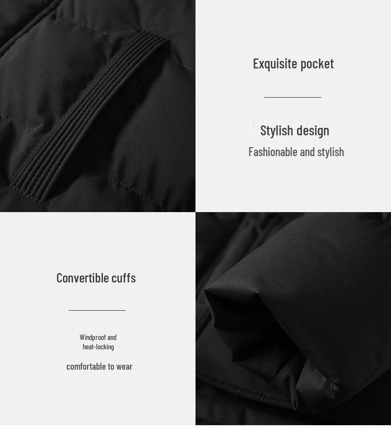Men's Plus Size Mid-Length Winter Jacket with Detachable Hood and Fur Collar