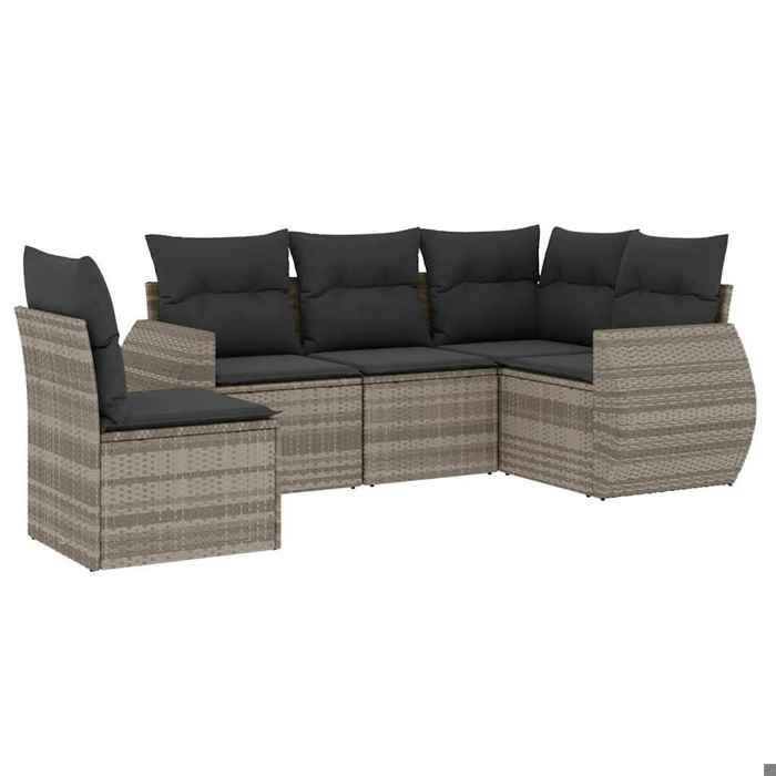 VidaXL Garden Lounge Set with Cushions 5 Pcs, Patio Sofas, Patio Furniture Set, Outdoor Furniture, Grey 3253709