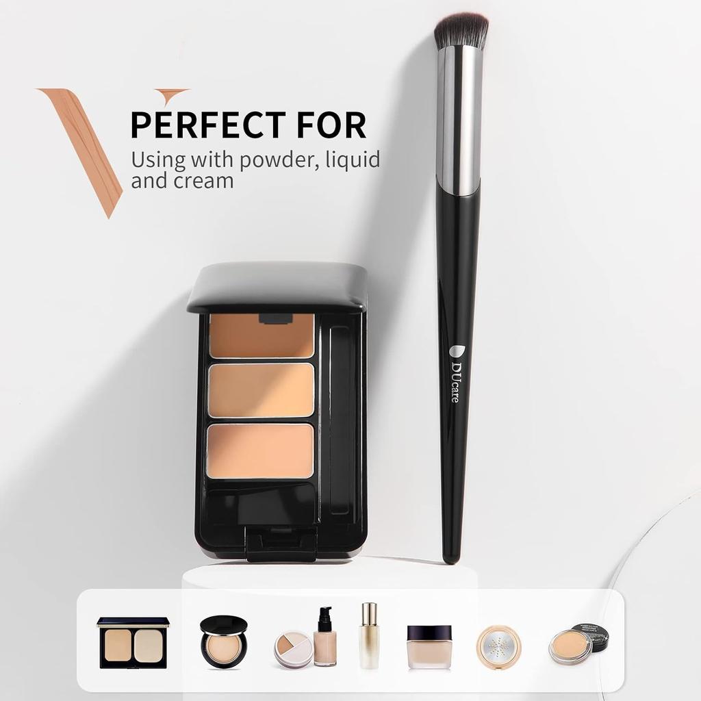 DUcare Concealer Brush Under Eye  Angled Small Nose Contour Brush, Mini Thin Slanted Foundation Face Eyebrow Eyes, Liquid Cream Blending