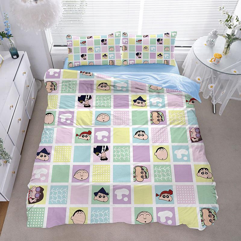 Cartoon Shin-Chan Duvet Cover Luxury Crayon Shin-Chan Bedding Set Pillowcase 2/3/Pcs Adult Children Gift Single Double