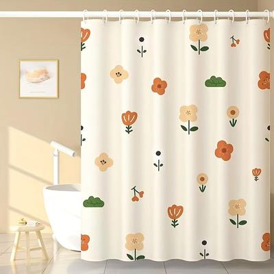 1 Stück Verdickter Duschvorhang mit kleinen frischen Blumen, wasserdichter, schimmelresistenter und lichtdurchlässiger Badezimmer-Trennvorhang aus Polyester