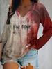Halloween Bloody Print 3D Graphic Long Sleeve T-Shirt Casual V-Neck Top Polyester Breathable Women's Fashion Apparel