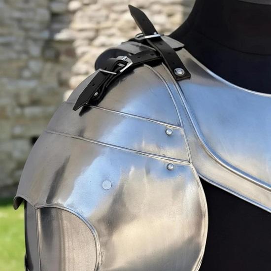 Medieval Steel Pauldrons with Gorget Knight Armor Shoulder Set for LARP, Cosplay, Renaissance and Display