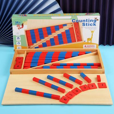 Red and Blue Counting Sticks Teaching Aids, Mathematics Teaching Aids Wooden Children's Educational Counting Sticks Early Education Toys