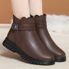 Fashion 2024 Fashion Winter Boots Women Leather Ankle Warm Boots Mom Autumn Plush Wedge Shoes Woman Shoes Anti-slip Middle-aged Elderly