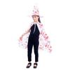 Blood Printed Halloween Blood Costume Cosplay Props Horror Cape Witch Cloak Hat Set  Decoration