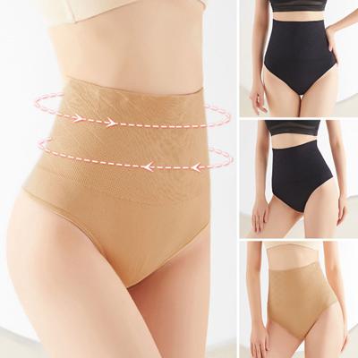 Sexy Damen High Waist Bauchkontrolle Tanga Shapewear Einfarbig Nahtlos