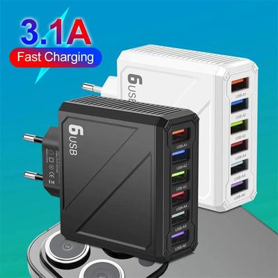 3.1A 6-Port USB-Ladegerät Schnellladung Wandladegerät Quick Charge Für iPhone Samsung Xiaomi Huawei Handy-Adapter