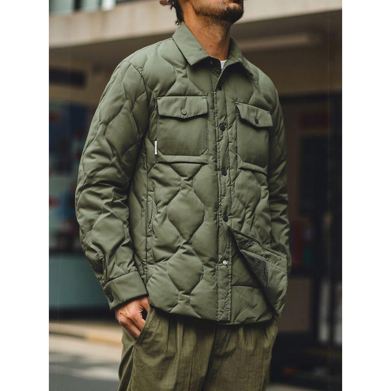 Lightweight down Jacket Men's Winter down Warm Work Shirt Coat Foreign Trade Men's Casual Turn-Down Collar Cotton Jacket