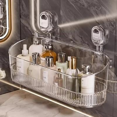 Bathroom Large Suction Cup Rack, Shower Gel Hanging Basket In The Bathroom, Cosmetics Storage Box, Wall-mounted Storage Rack