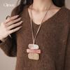 European and American retro acrylic irregular square necklace design sense sweater chain necklace jewelry women