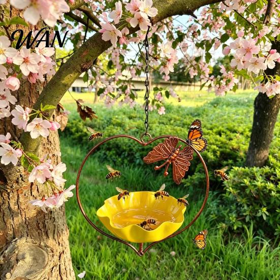 Heart-shaped Bird Feeder Outside Hummingbird Feeder, Weather-proof Metal Butterfly Bath, Bath Hanging Feeding Bowl for Outdoor Garden Patio Yard