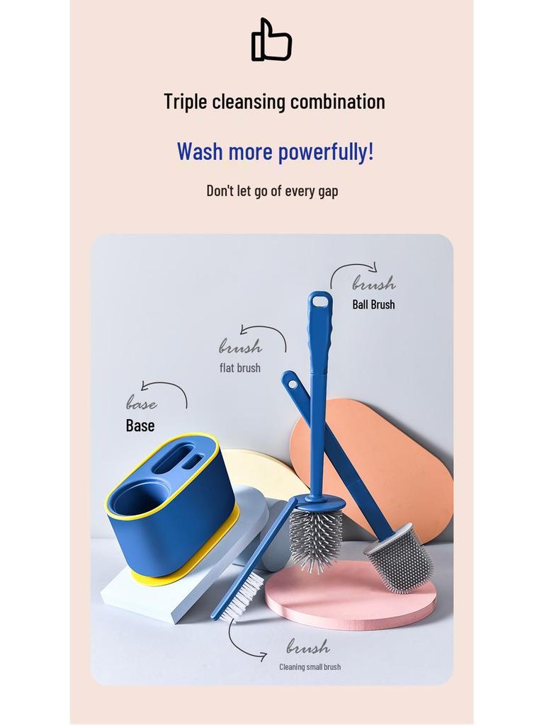 Wall-Mounted No Dead Angle Toilet Brush with Long Handle - Complete Bathroom Cleaning Set