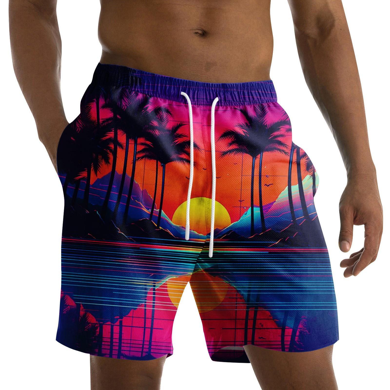 

Мужские модные гавайские пляжные спортивные повседневные шорты с принтом и ремешками, брюки L фиолетовый