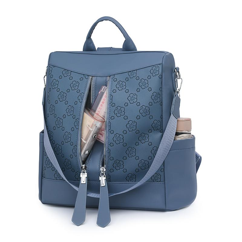 Women's Commuter Soft Leather Backpack Printed Backpack