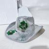 Trendy St. Patrick'S Day Cowgirl Hat Green Clover Irish Festival Party Headwear Silver Sequin Cowboy Hat Party Costume Accessory