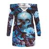 Women's Casual Fashion 2022 Lace-Up Strapless Halloween Print Mid-Length Sweatshirt Dress