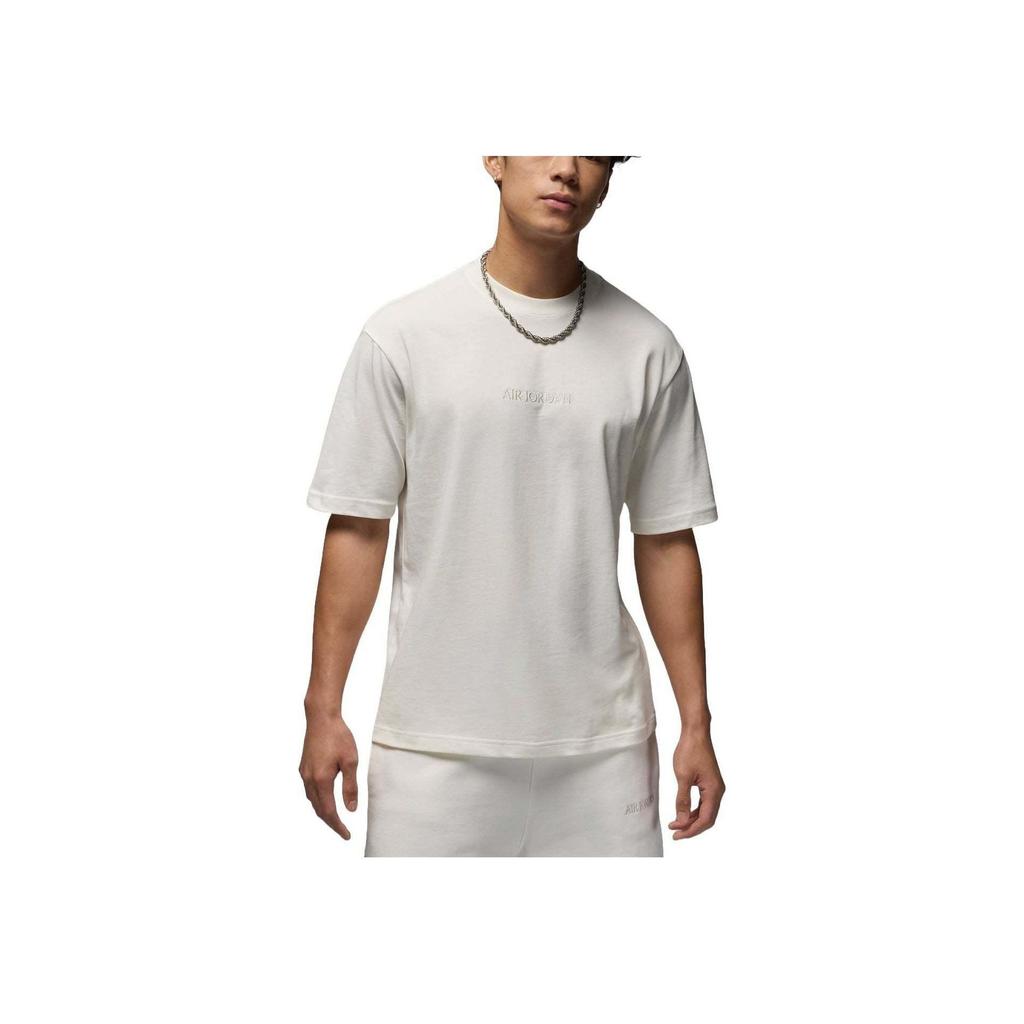 Jordan Wordmark Series Solid Color Crew Neck Casual Short Sleeve T-Shirt Men Tops White FJ1970-133