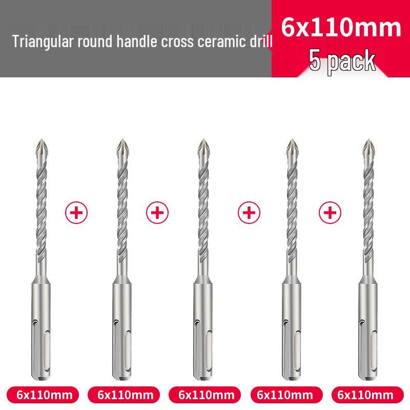 Triangle Tile Ceramic & Concrete Alloy Twist Drill Bit with Cross Round Shank