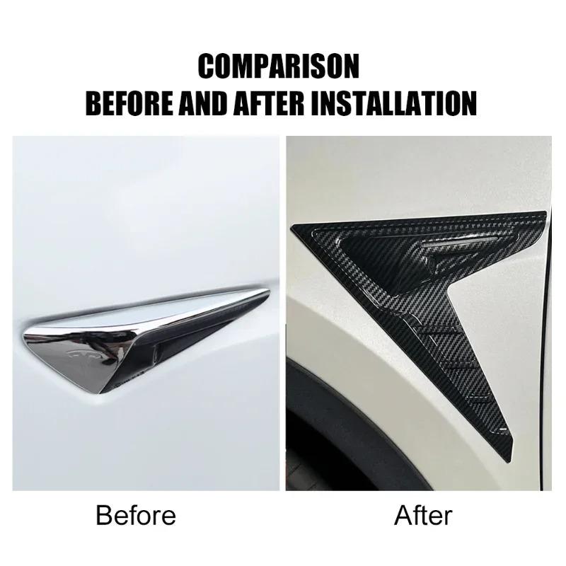 HW4.0 Side Camera Cover For Tesla Model 3 Y 2pcs Thunder Leaf Board Protective Highland 2024 Car Modification Auto Accessories