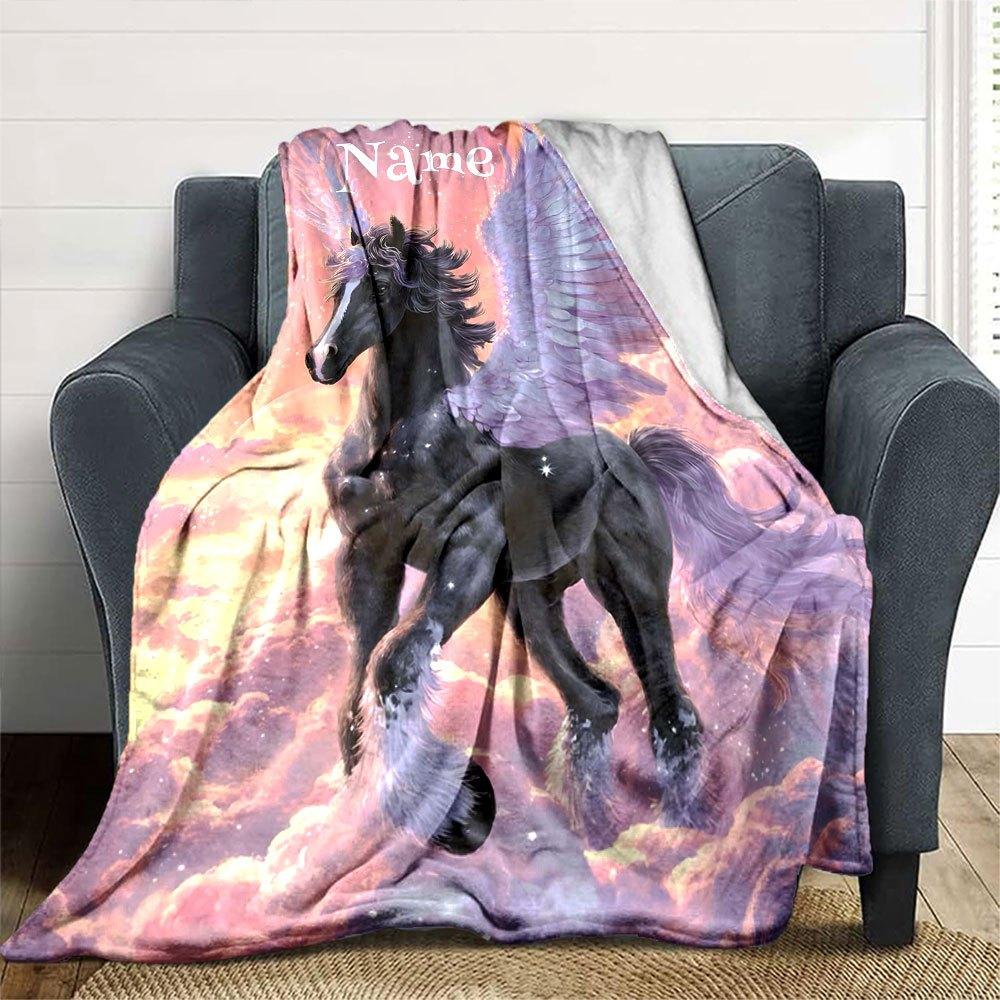 Flying Horse With Wings Name Customize Your Home Blankets Soft Cozy Lightweight Versatile For All Seasons Perfect For Picnics Sofa Office Bed Living
