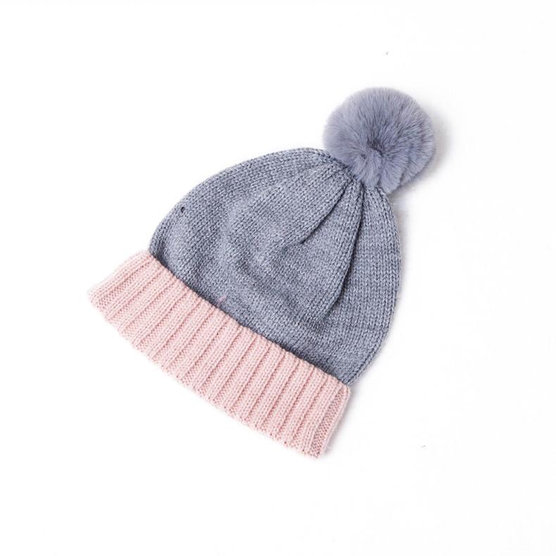 Autumn and winter new pony * Li color matching children's hairball wool knitted hat thickened scarf set