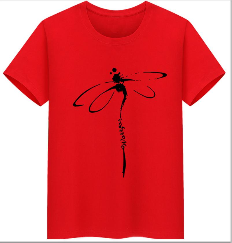 Tops Dragonfly Printed Original Collar Casual Base Shirt Short-sleeved Women's T-shirt Oversized T Shirt Clothes Tees