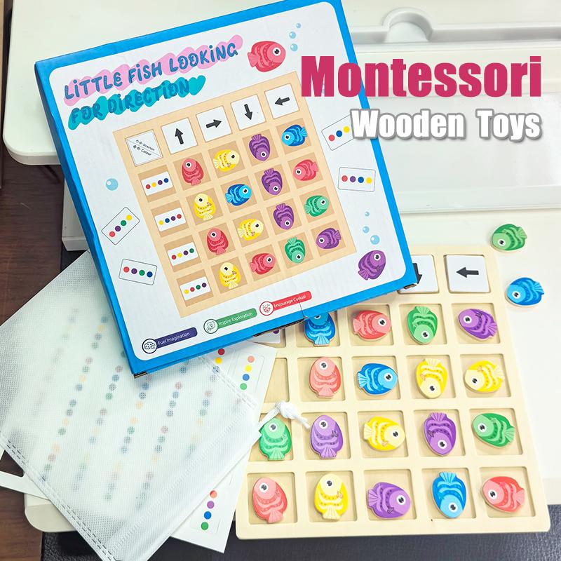 Non-Toxic Wooden Montessori Toys Children'S Logical Thinking Training Direction Color Cognition Educational Battle Battle Board Game Toys