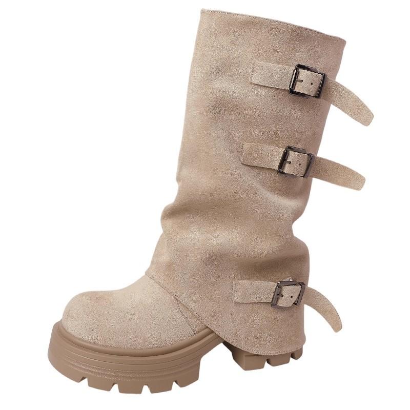 New Chinese small man Western retro thick-soled belt buckle autumn and winter design sense fashion knight versatile Martin boots