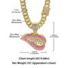 Men's European & American Hip-Hop Cuban Chain Necklace with Lip Pendant & Full Diamond Zinc Alloy.