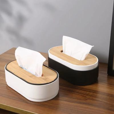 Caja de Pañuelos con Tapa de Bambú Soporte para Servilletas Cajas de Almacenamiento para el Hogar Dispensador Estuche Organizador de Oficina para Inodoro Baño Dormitorio