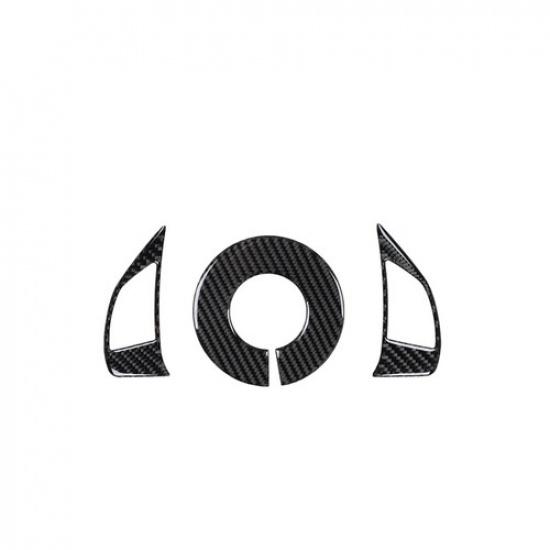 Bright Carbon Fiber Car Steering Wheel Button Frame Sticker For Fiat 500 12-15