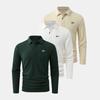 Set da Uomo 3 Pezzi di Polo a Manica Lunga, caratterizzato da un semplice design con colletto a 2 bottoni, tessuto traspirante e perfetto per il golf e l'abbigliamento casual