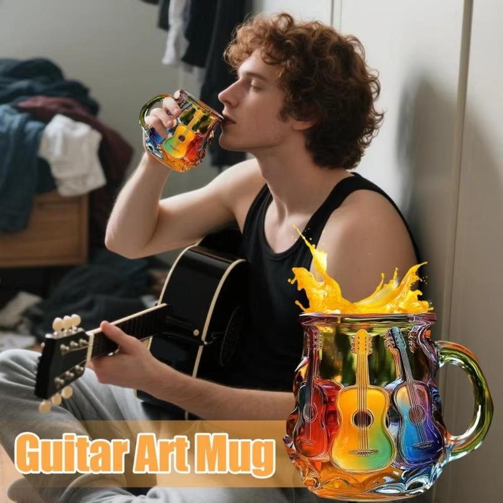 

3D Coffee Mug Colorful Guitar Art Cup Drinkware Guitar Desk Ornaments Gift Style B